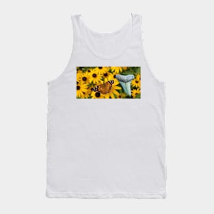 Flowers and Shark Tooth Fossil in the Garden Print Tank Top